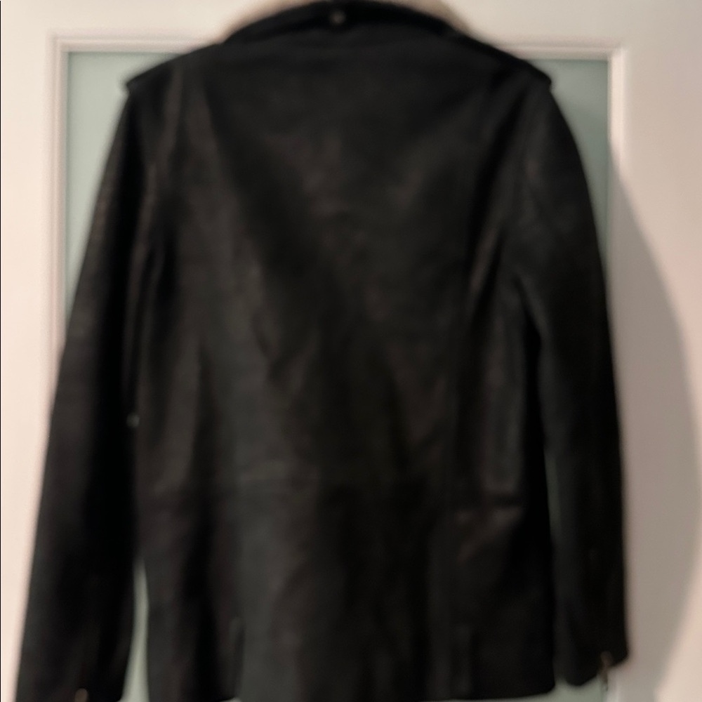The Kooples Soft Black Leather Biker Jacket. Detachable Fleece Collar. Like New. - Picture 3 of 12